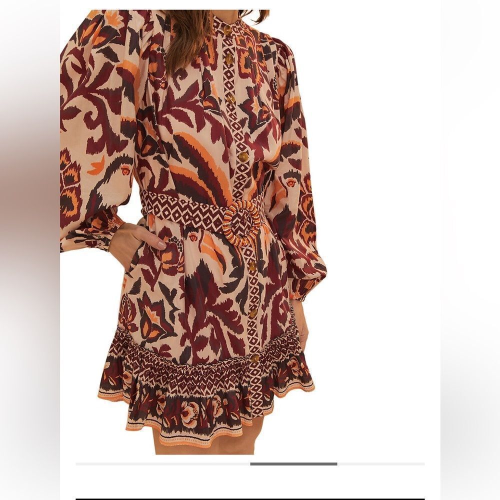 NWT FARM Rio Toucans Scarf Belted Mini Dress Women Size M - Picture 3 of 12